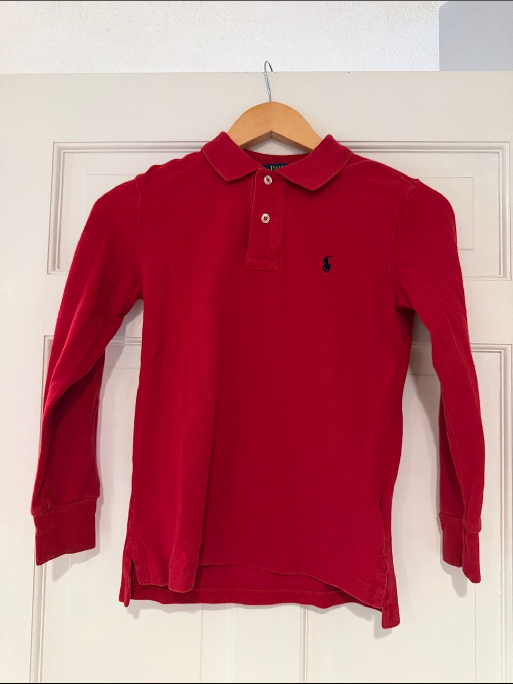 Ralph Lauren Kids Long-Sleeve Polo in Red with Navy Pony
